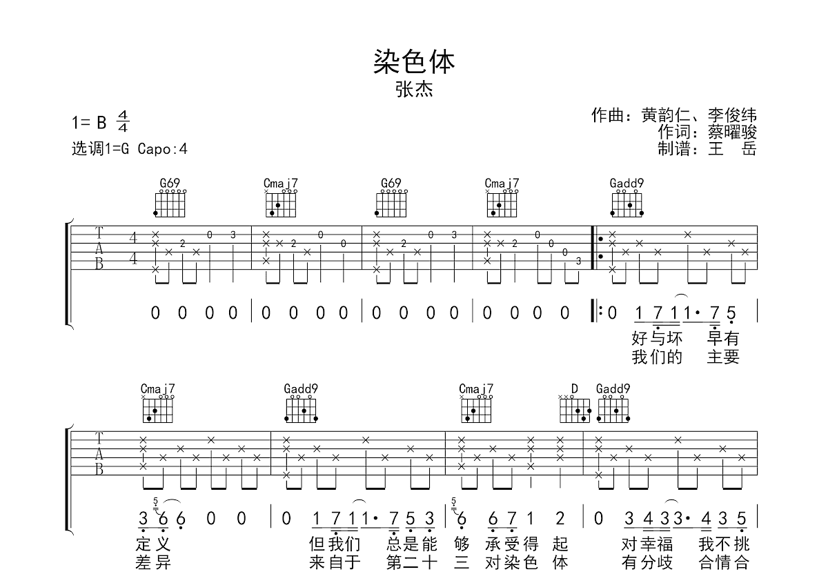 染色体吉他谱预览图