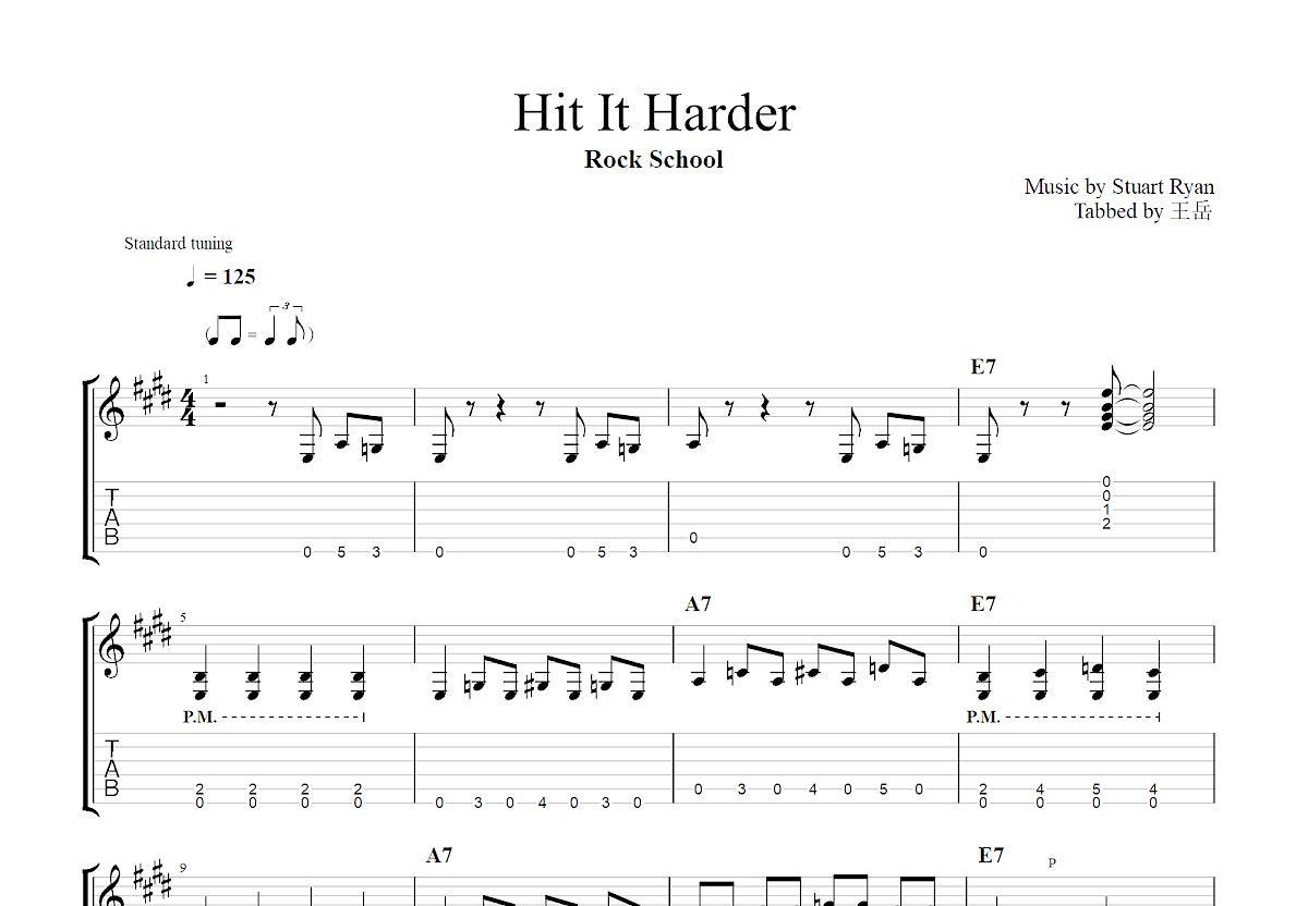 Hit It Harder吉他谱_Stuart Ryan_E调Solo片段