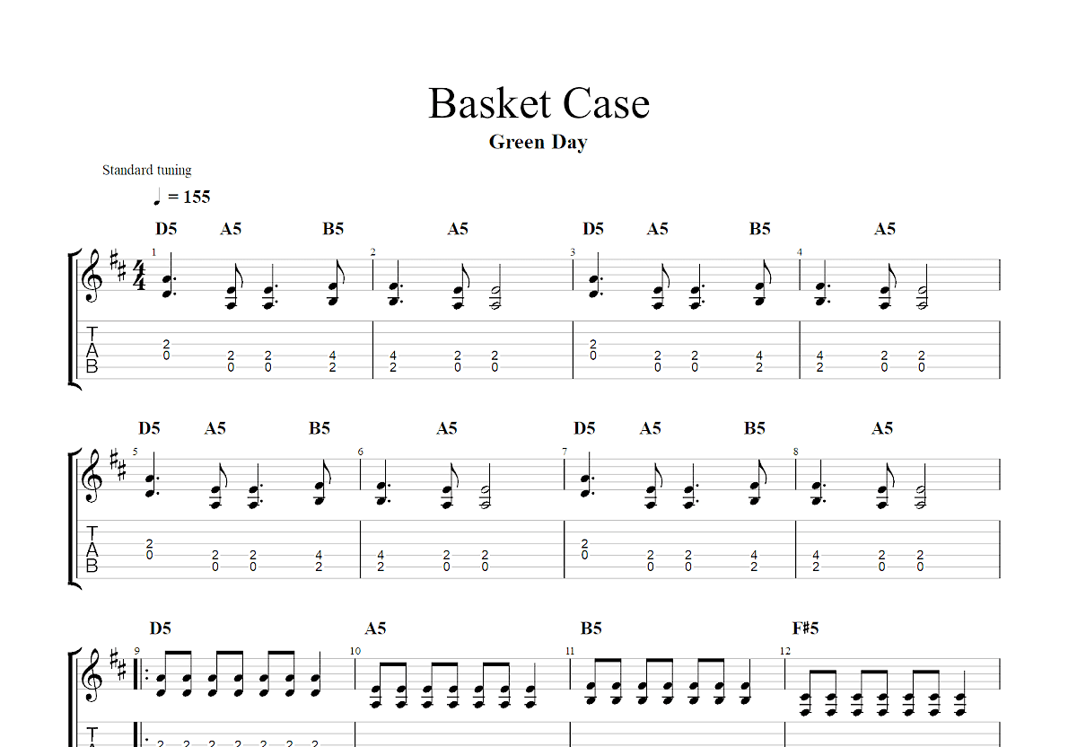 Basket Case吉他谱预览图