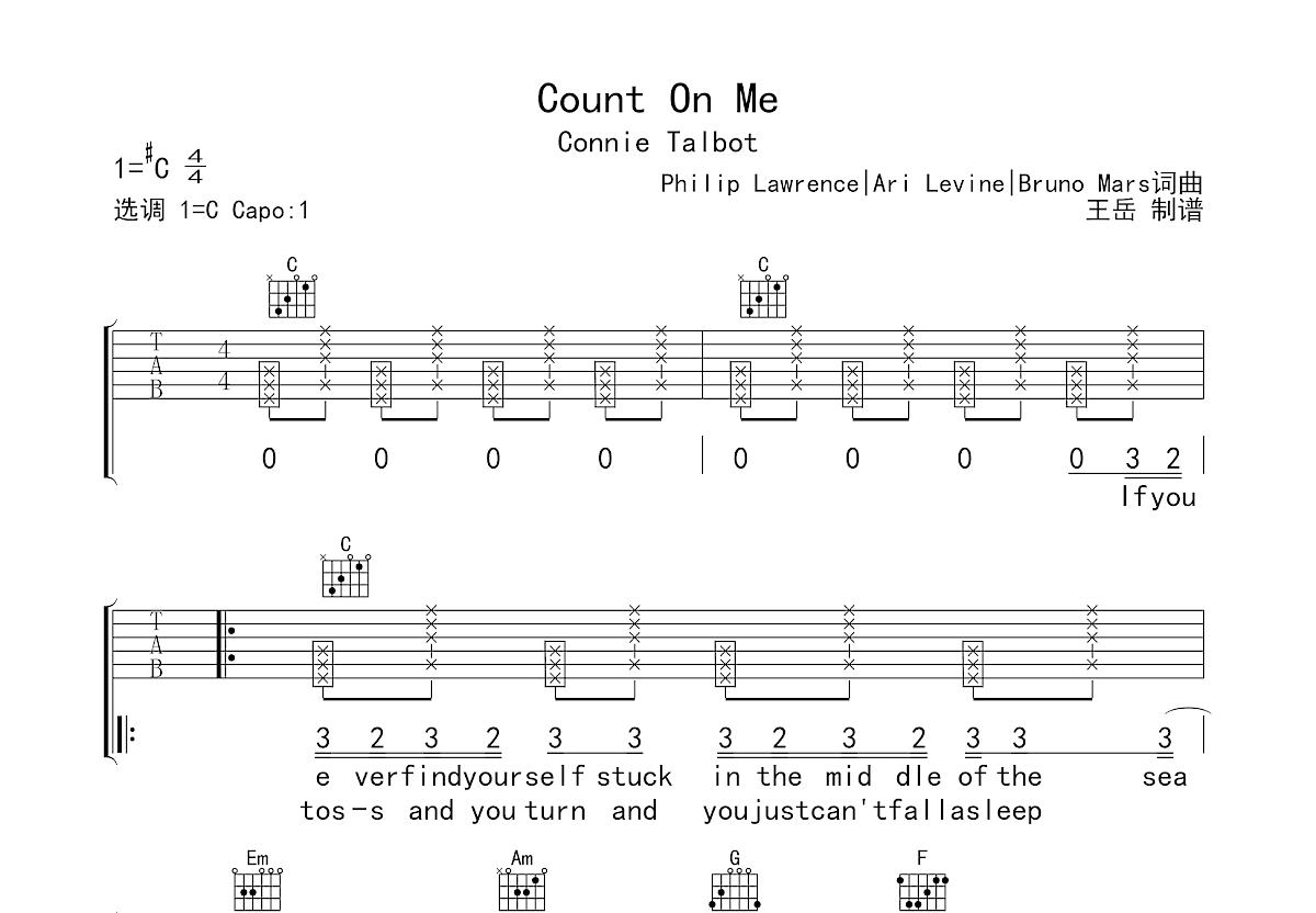 Count On Me吉他谱预览图