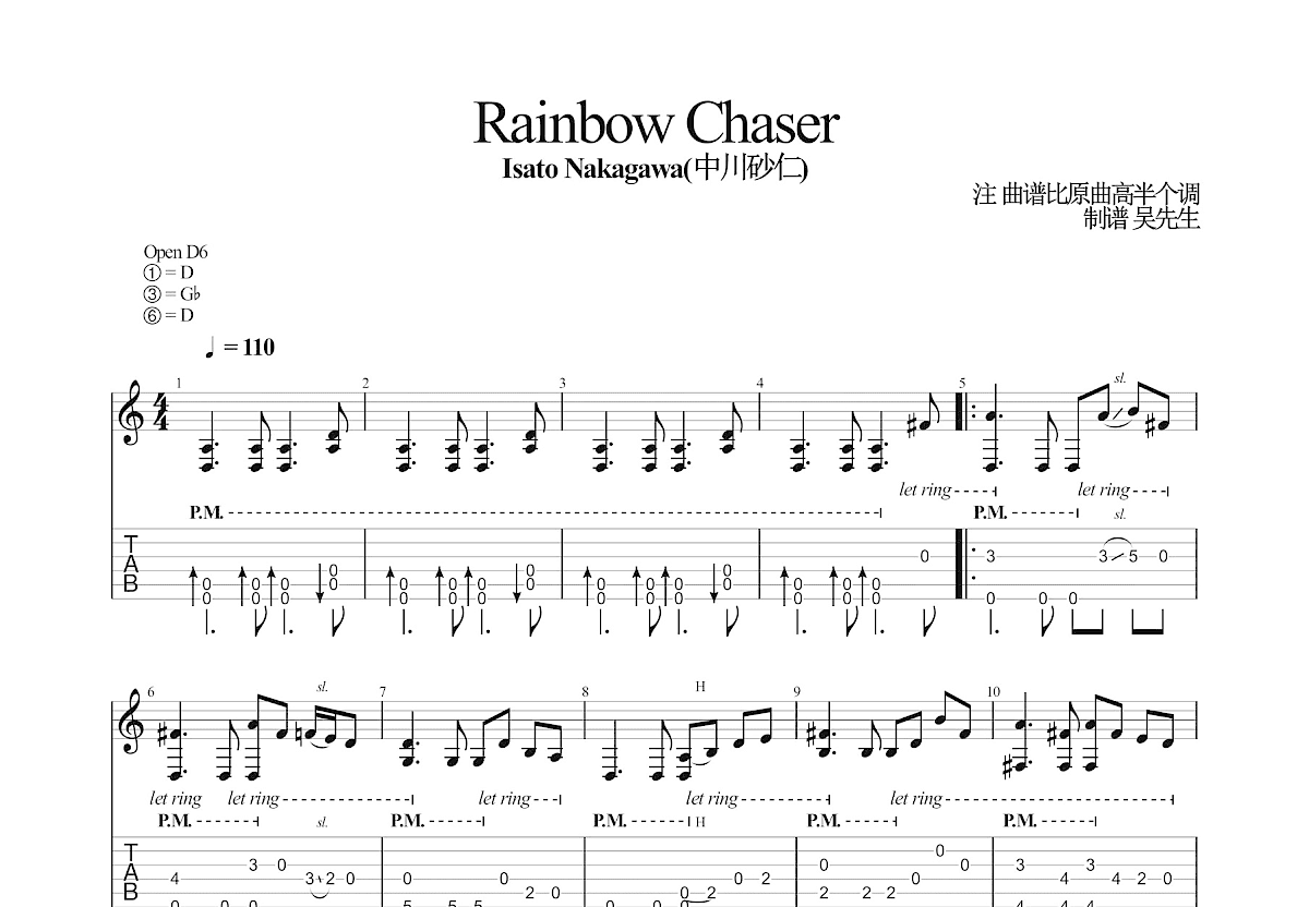 Rainbow Chaser吉他谱预览图