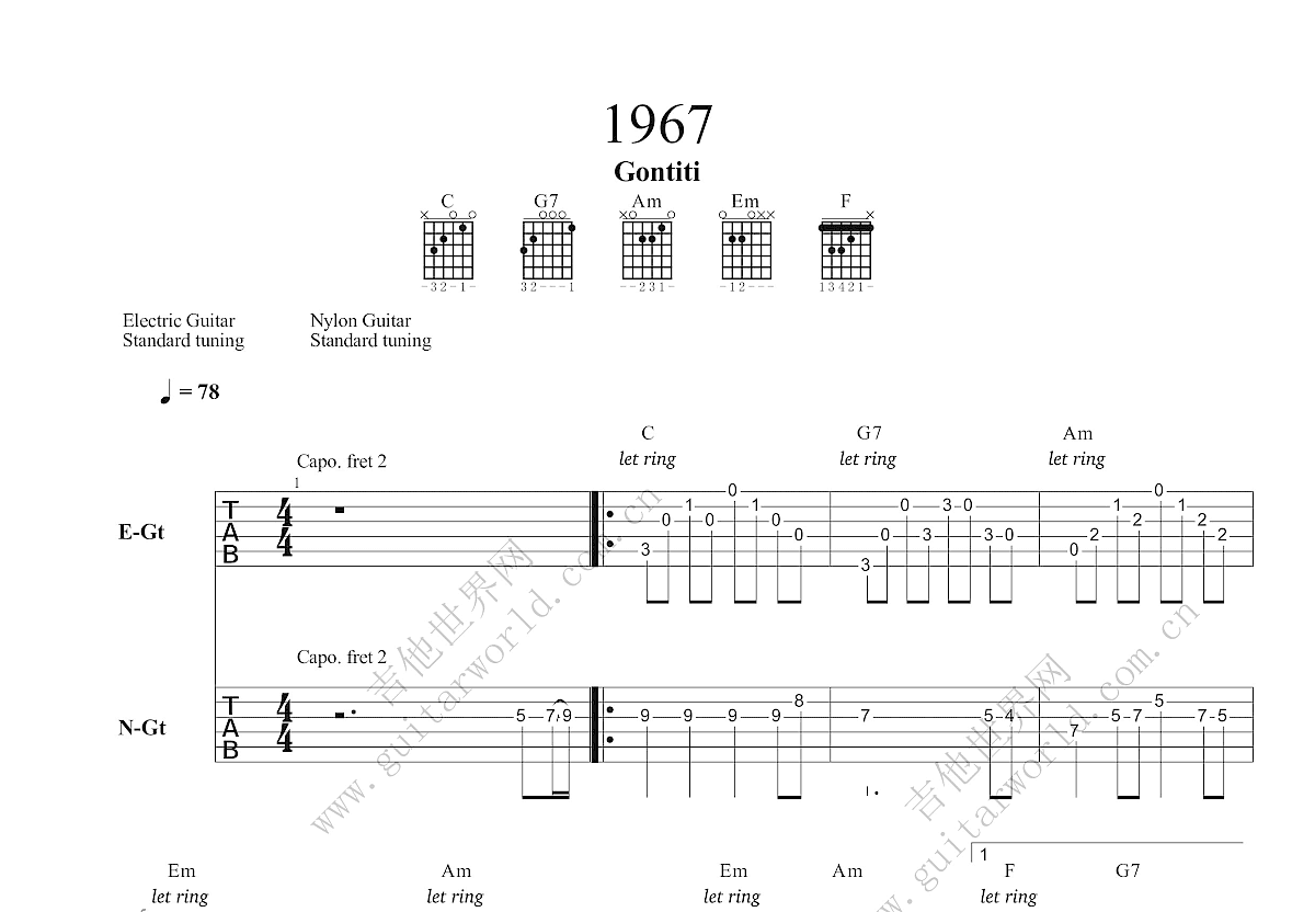 1967吉他简谱原版图片