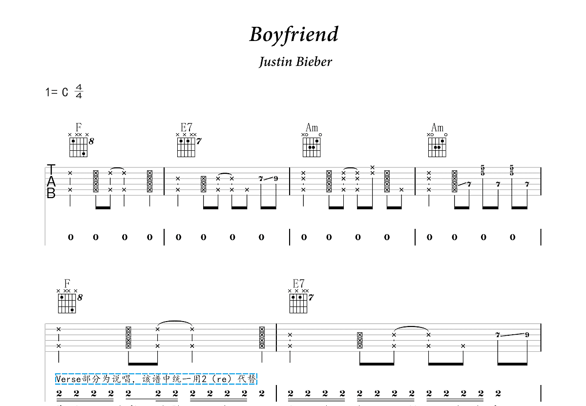 Boyfriend (Acoustic Version)吉他谱预览图