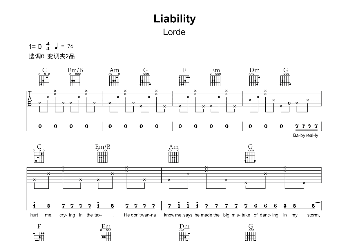 Liability吉他谱预览图