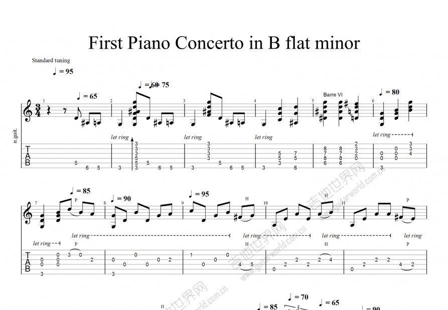 First Piano Concerto in B flat mino吉他谱预览图