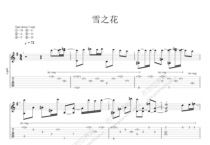 雪之花吉他谱预览图