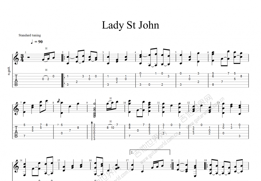 Lady St John吉他谱预览图