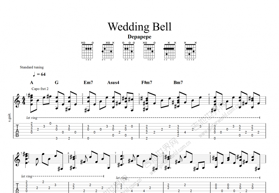 Wedding Bell吉他谱预览图