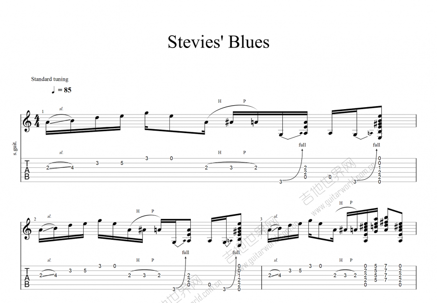 stevies blues吉他谱_Tommy Emmanuel_D调指弹