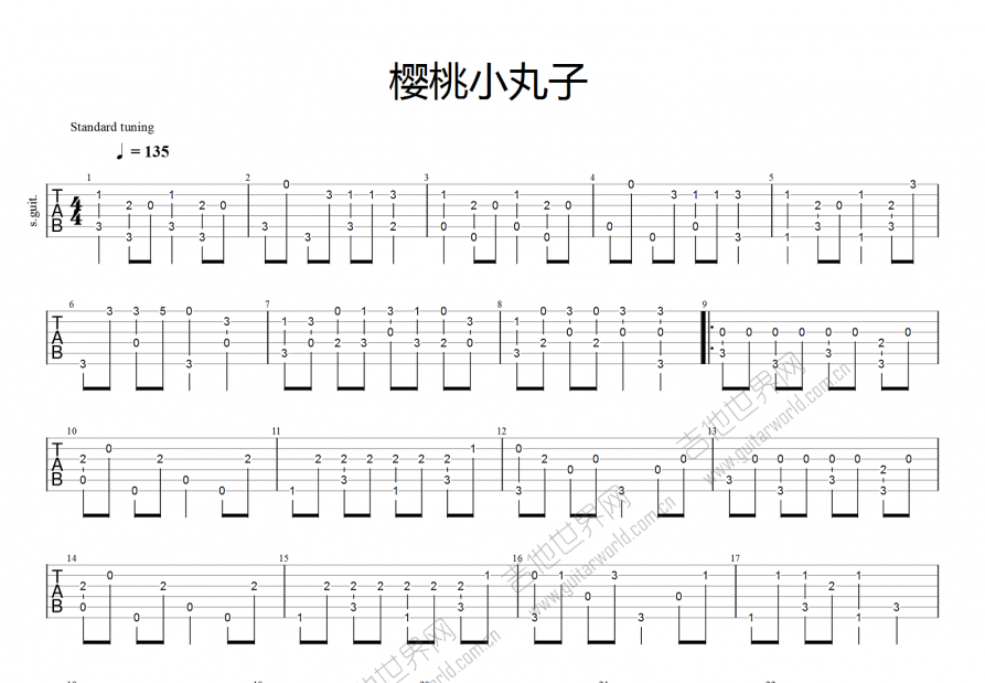 樱桃小丸子吉他谱预览图