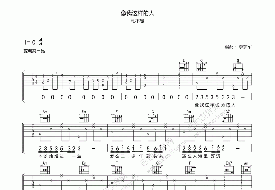 像我这样的人吉他谱预览图