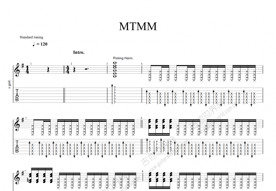 MTMM吉他谱预览图