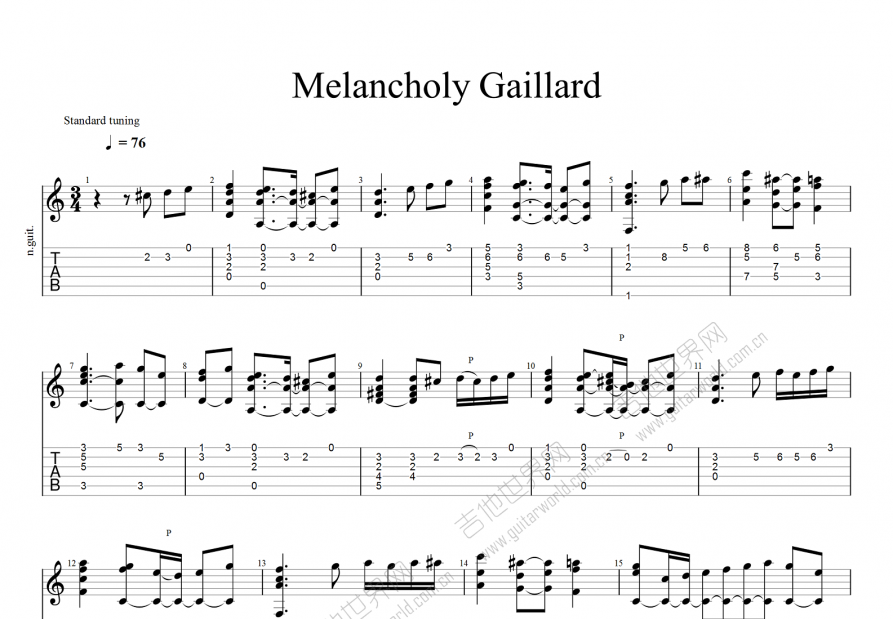 Melancholy Gaillard吉他谱预览图