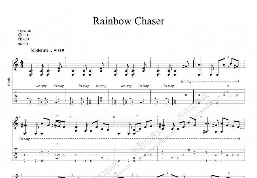 Rainbow Chaser吉他谱预览图