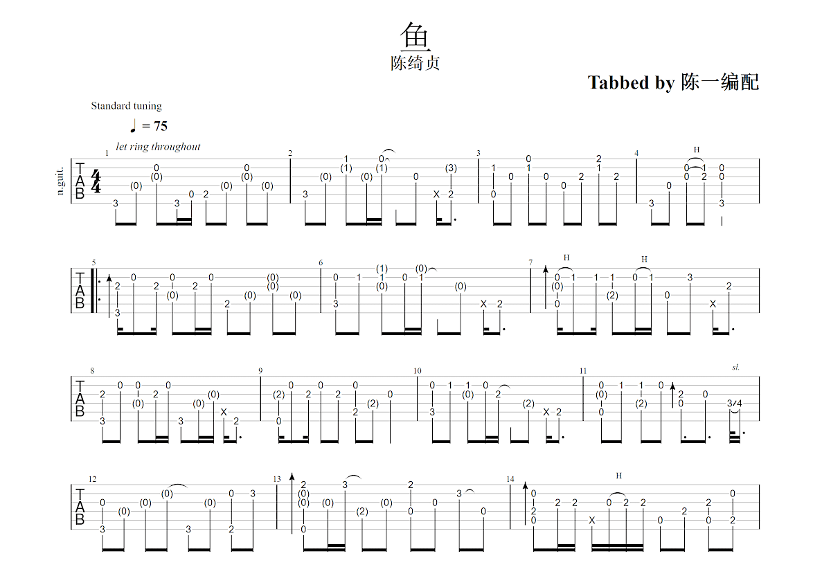 鱼吉他谱预览图