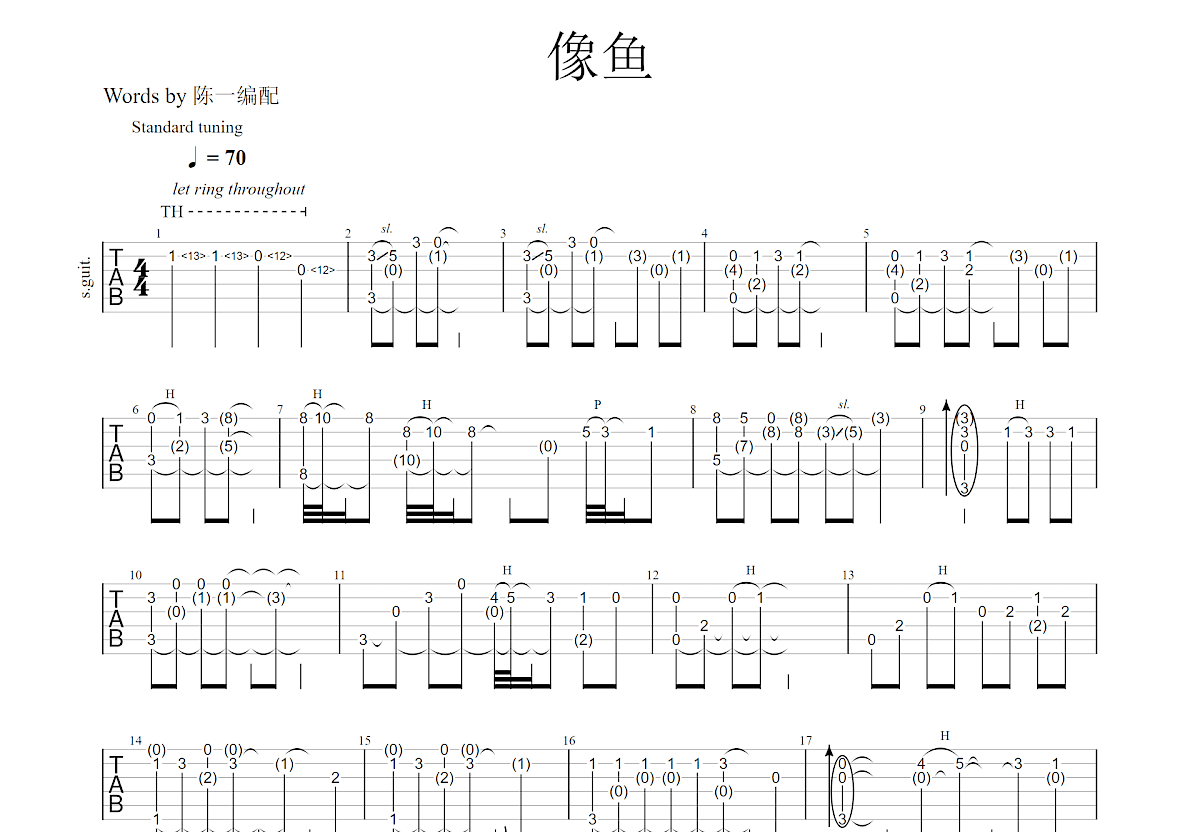 像鱼吉他谱预览图