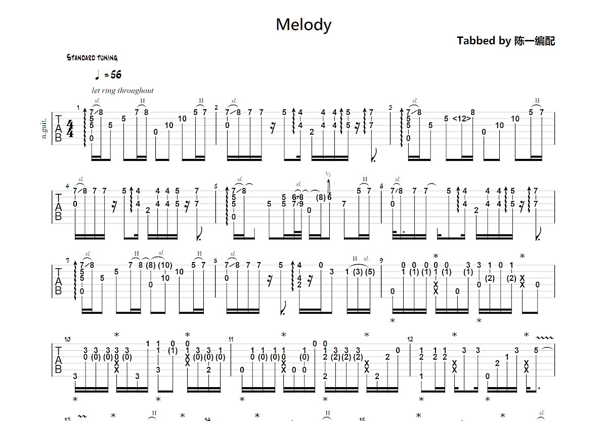 Melody吉他谱预览图