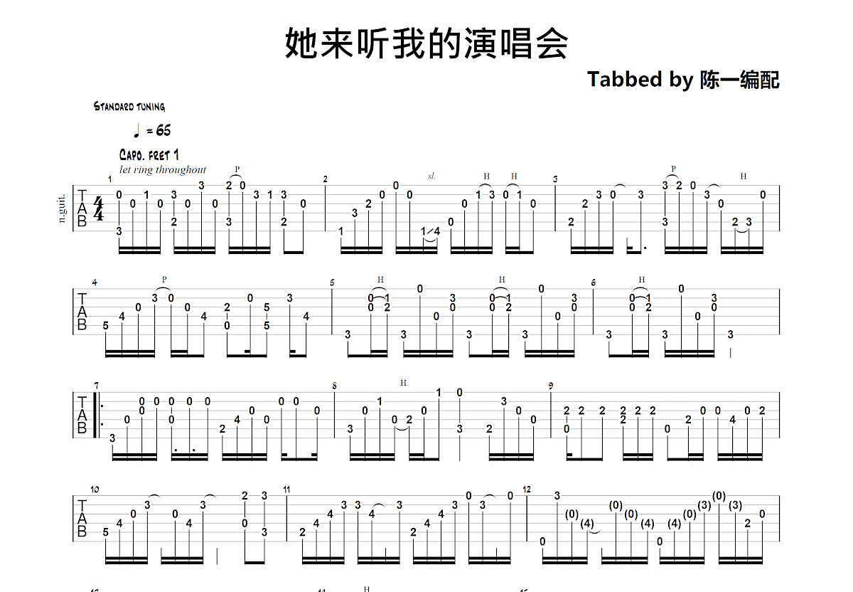 她来听我的演唱会吉他谱预览图