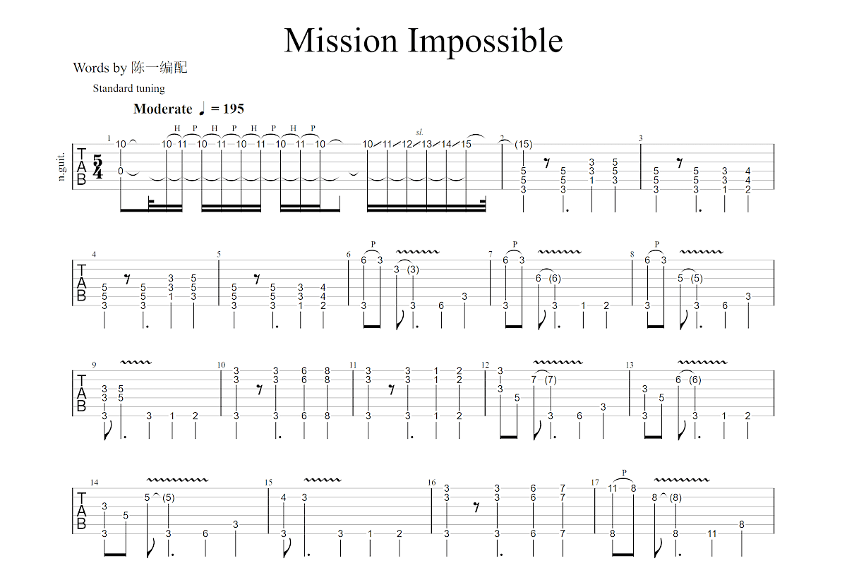 mission impossible吉他谱预览图