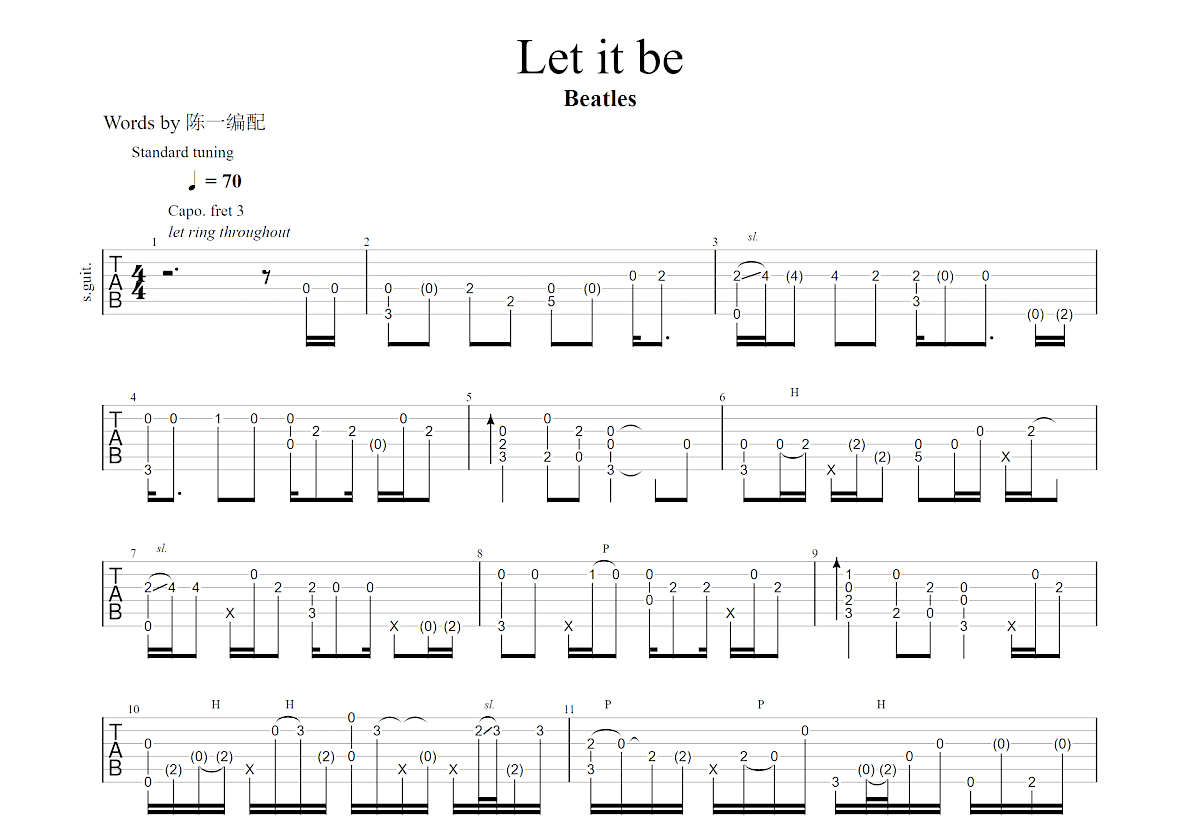 Let it Be吉他谱预览图