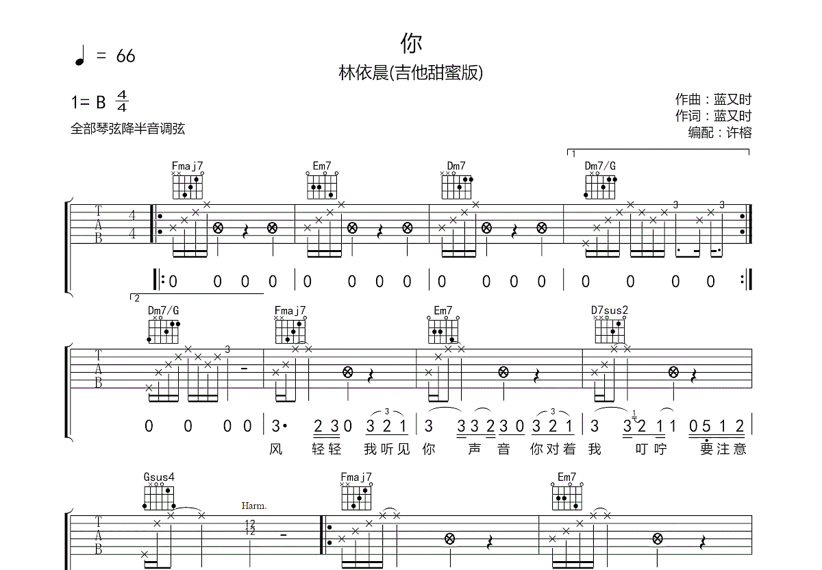 你吉他谱预览图