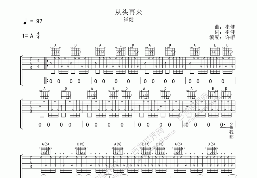 从头再来吉他谱预览图