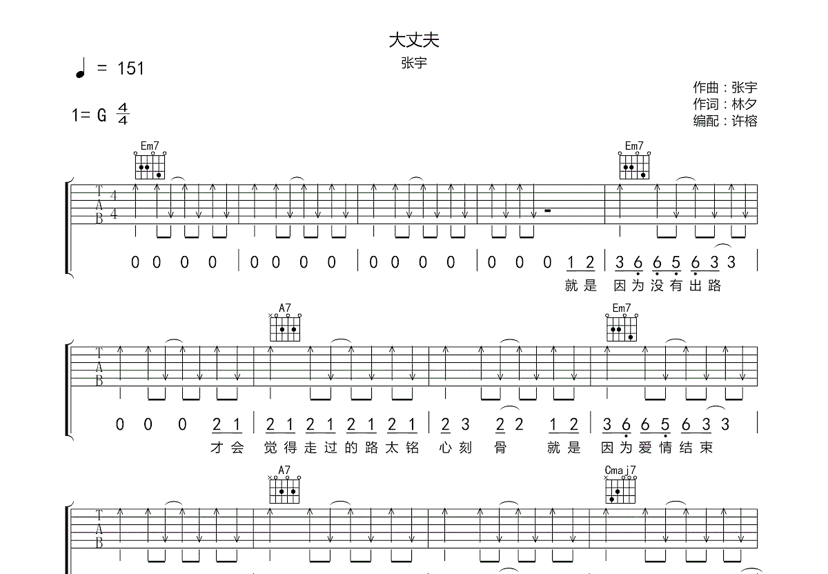 大丈夫吉他谱预览图