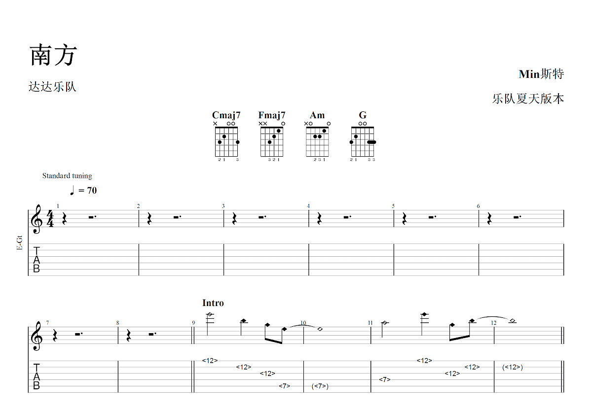 南方吉他谱预览图