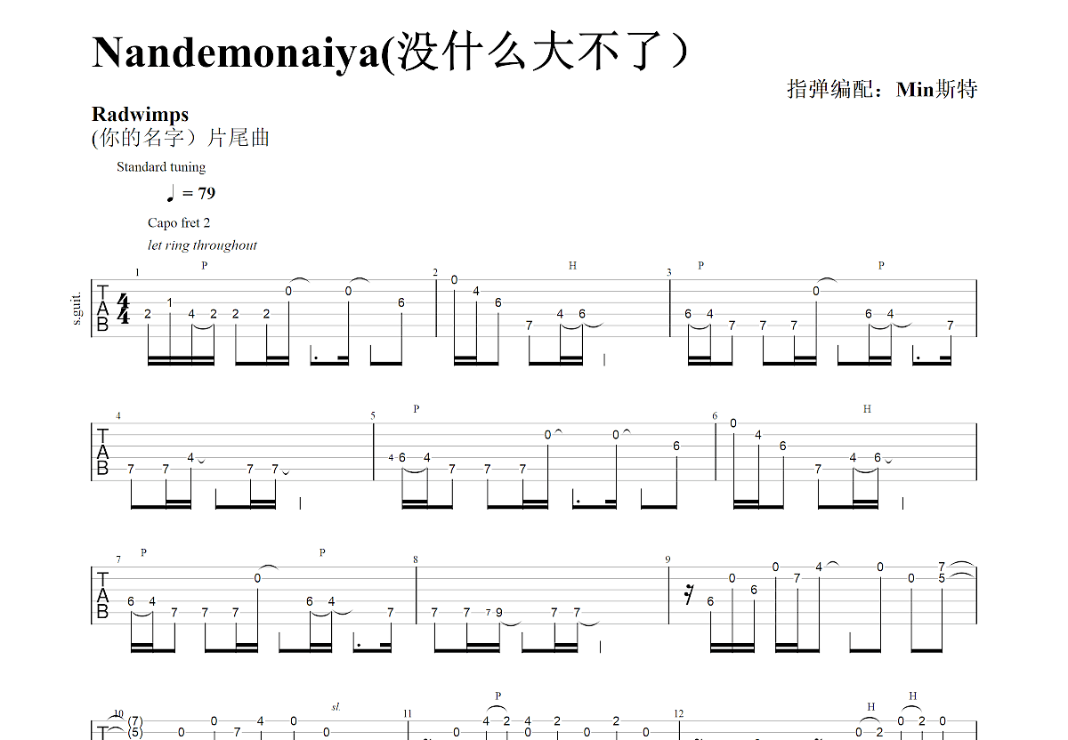 没有什么大不了吉他谱预览图