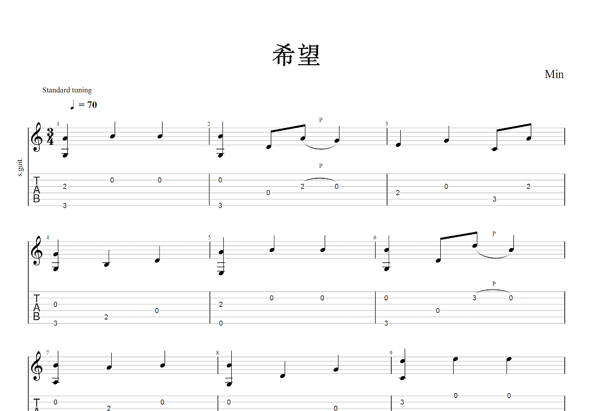 希望吉他谱预览图