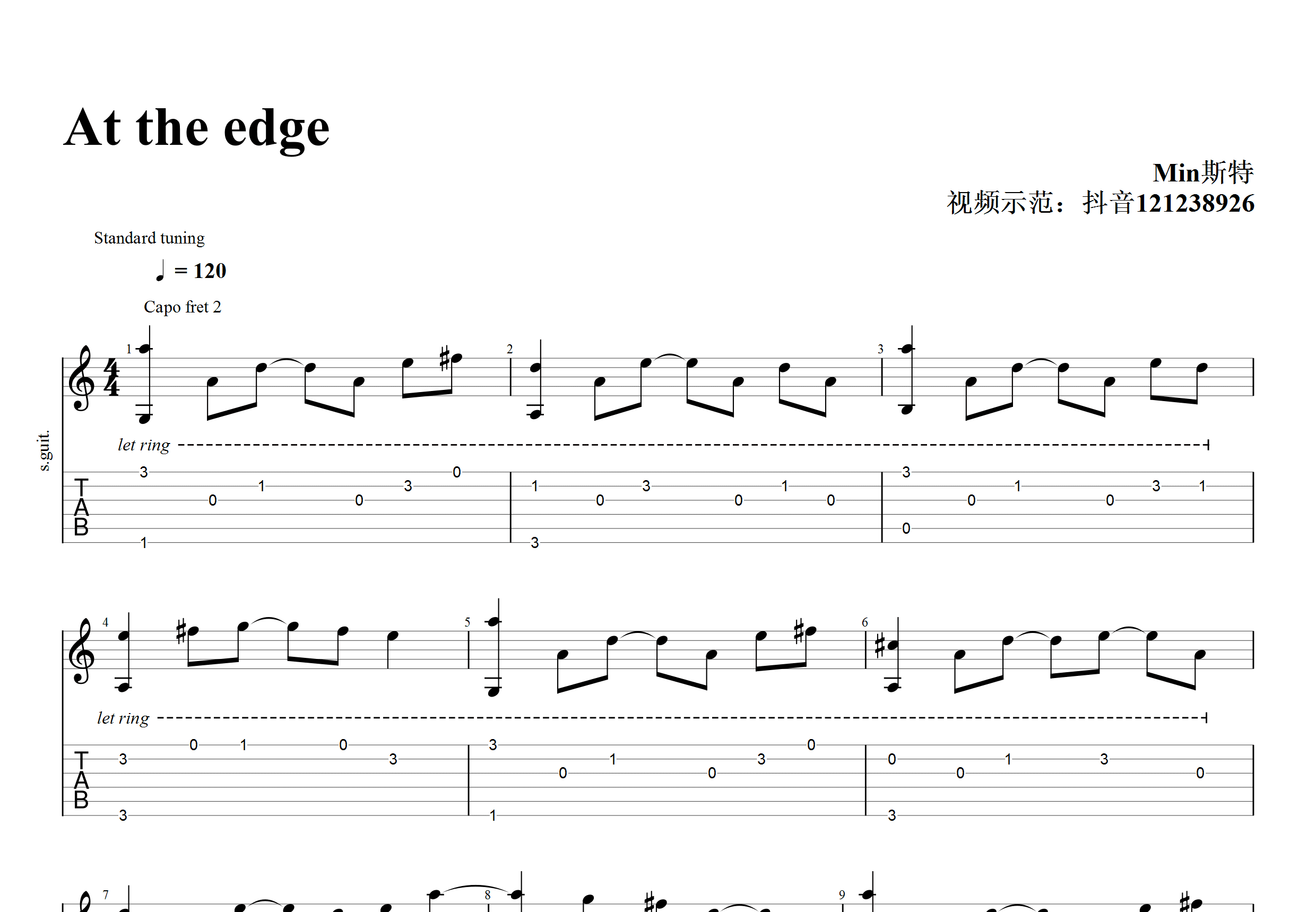 At the edge吉他谱预览图