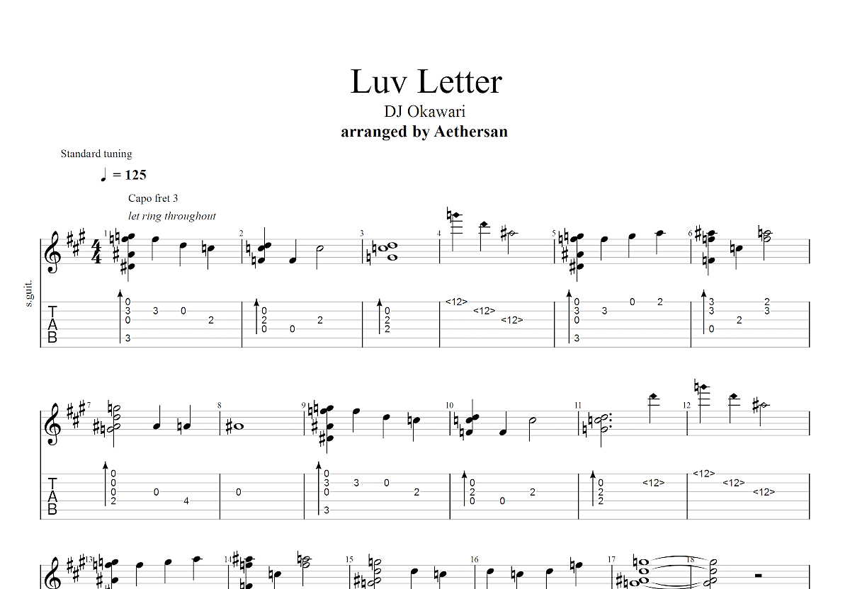 Luv Letter吉他谱预览图