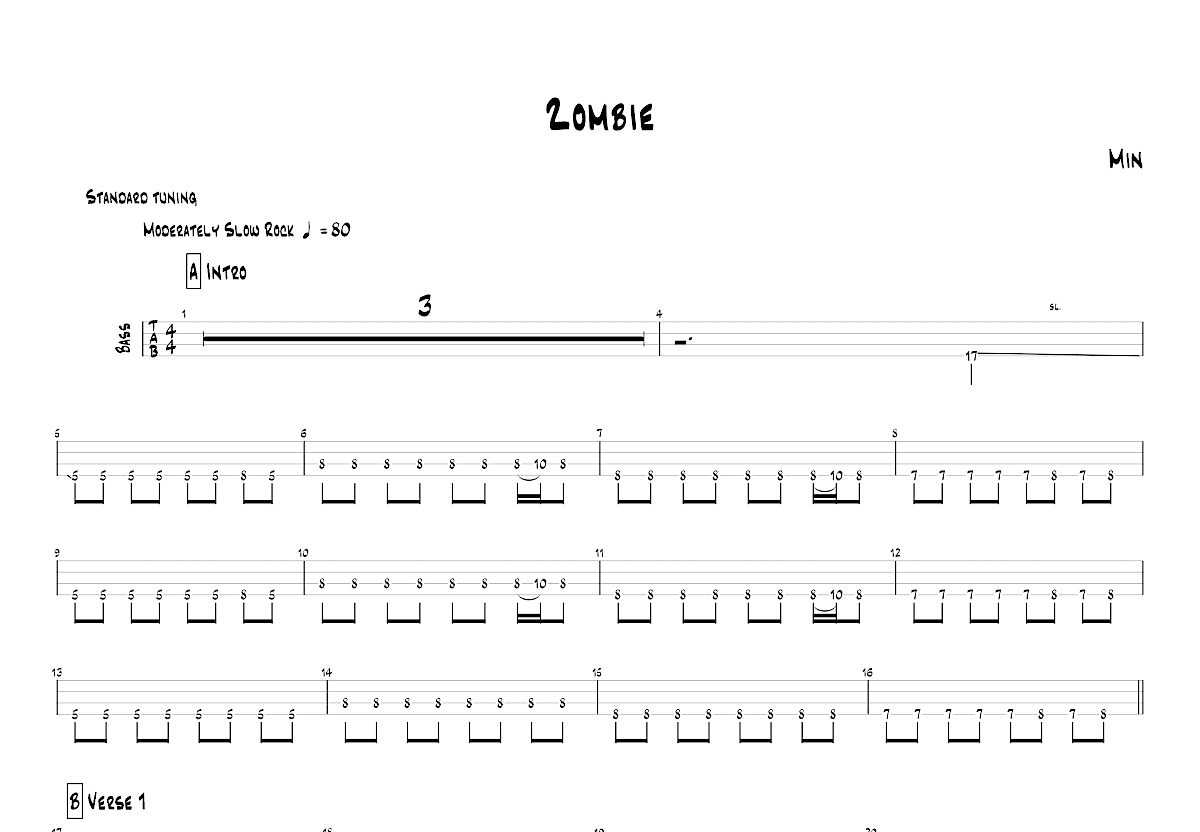 Zombie吉他谱预览图