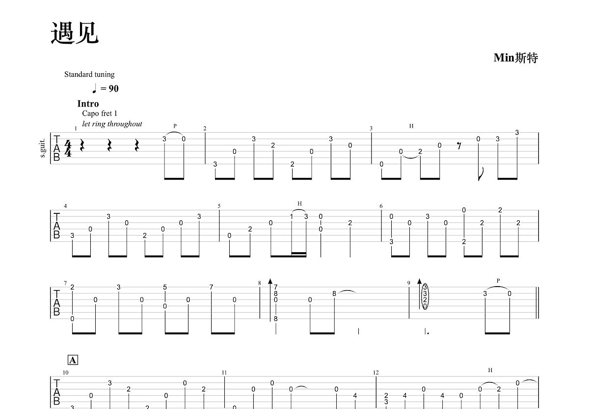 遇见吉他谱预览图