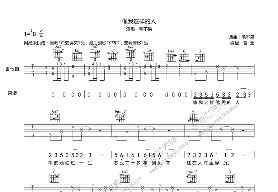 像我这样的人吉他谱预览图