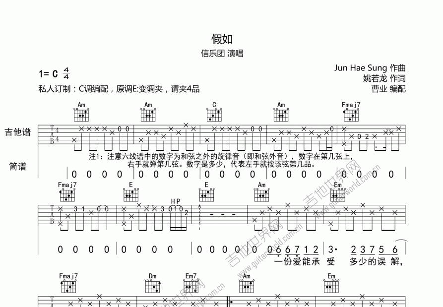 假如吉他谱预览图