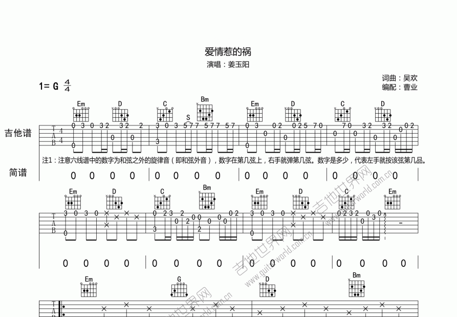 爱情惹的祸吉他谱预览图