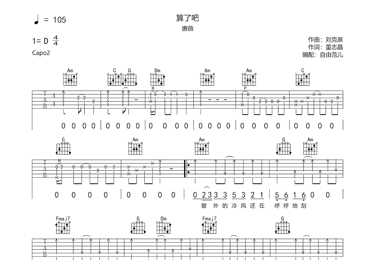 算了吧吉他谱预览图