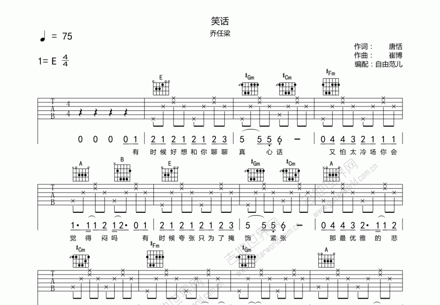 笑话吉他谱预览图