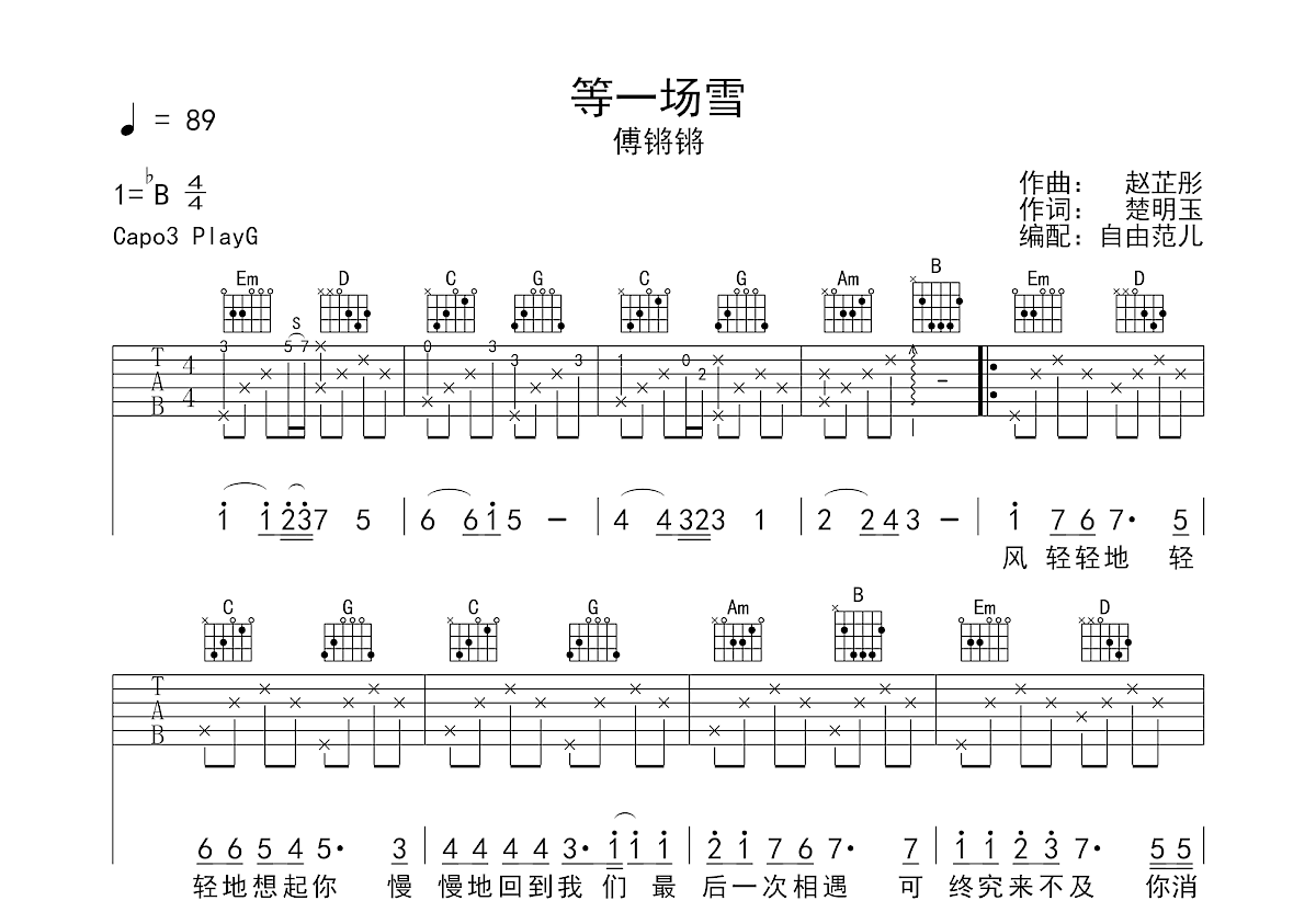 等一场雪吉他谱预览图