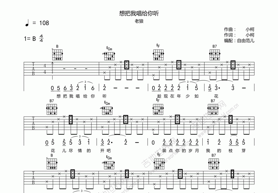 想把我唱给你听吉他谱预览图