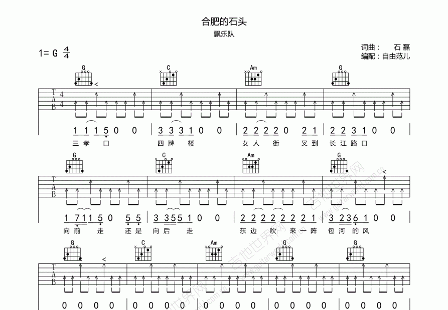 合肥的石头吉他谱预览图