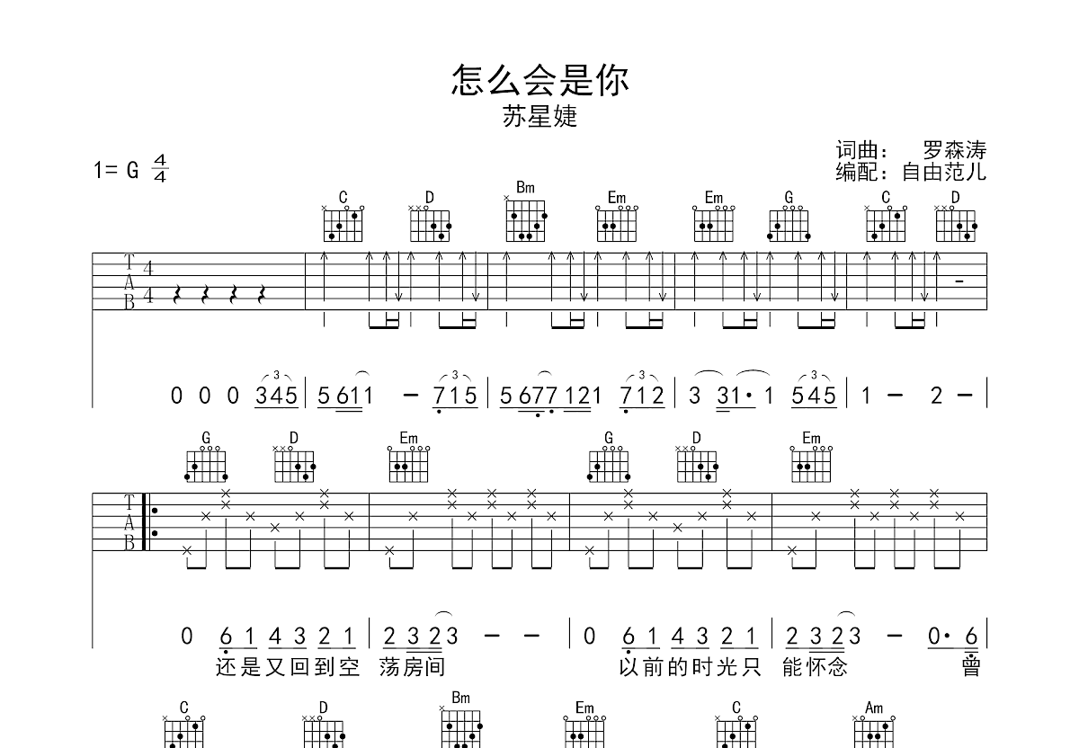 怎么会是你吉他谱预览图