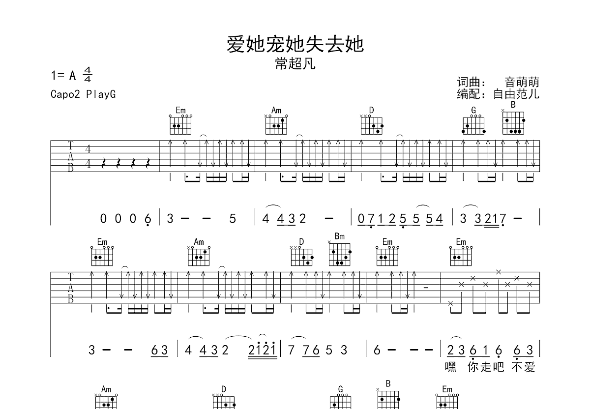 爱她宠她失去她吉他谱预览图