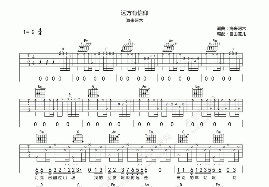 远方有信仰吉他谱预览图