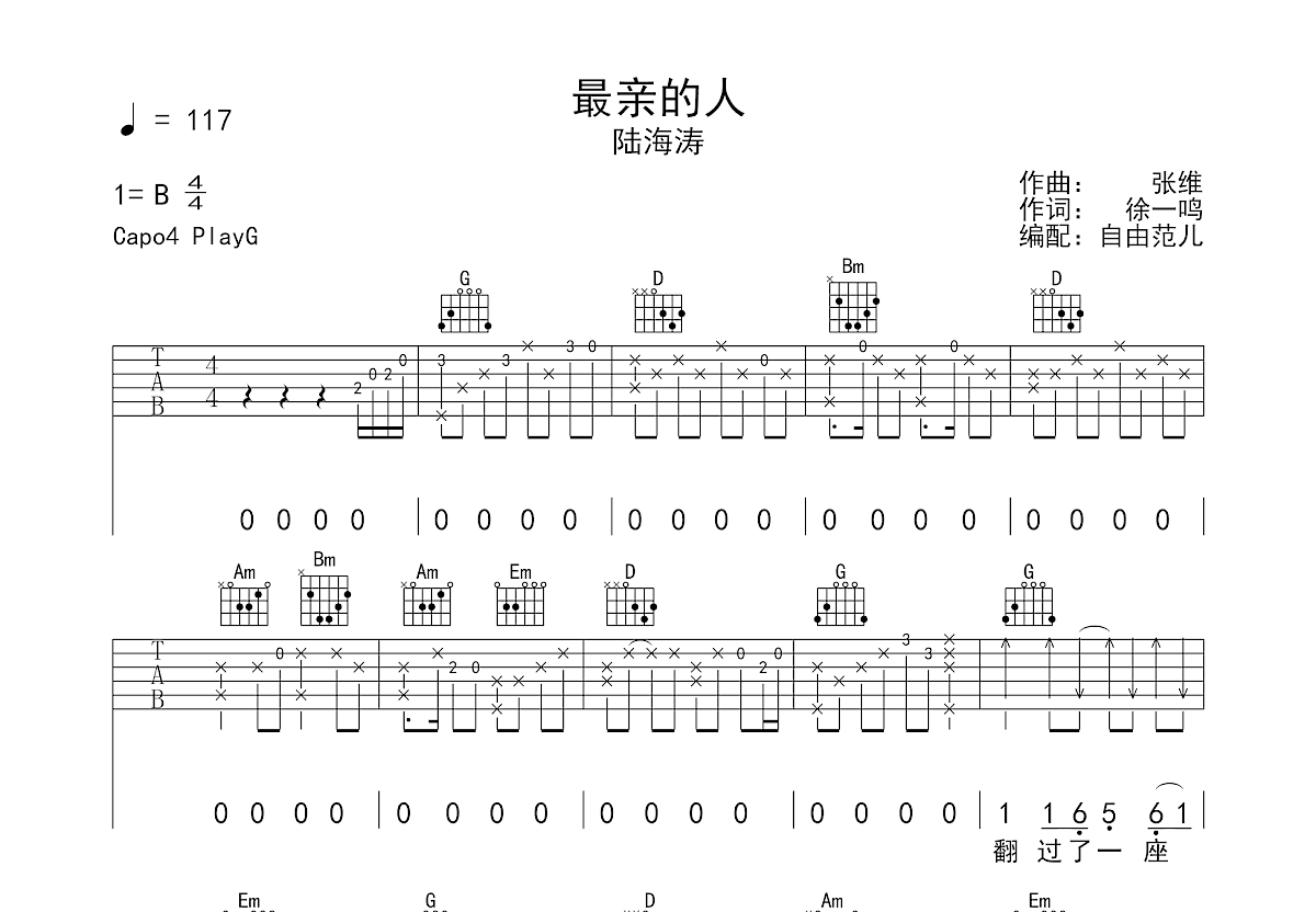 最亲的人吉他谱预览图