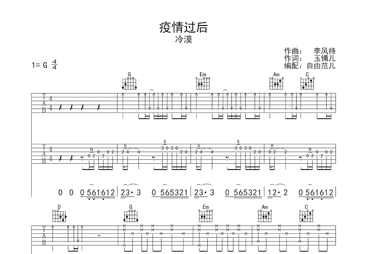 疫情过后吉他谱预览图