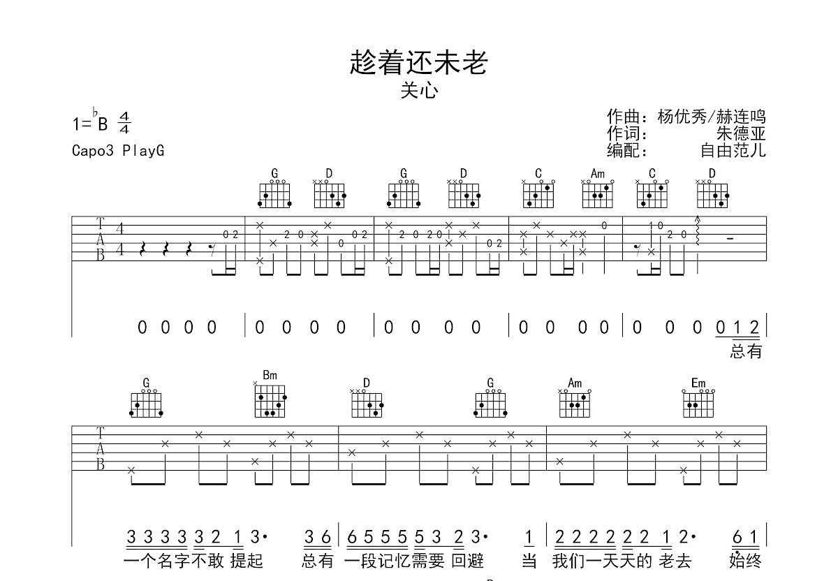 趁着还未老吉他谱预览图