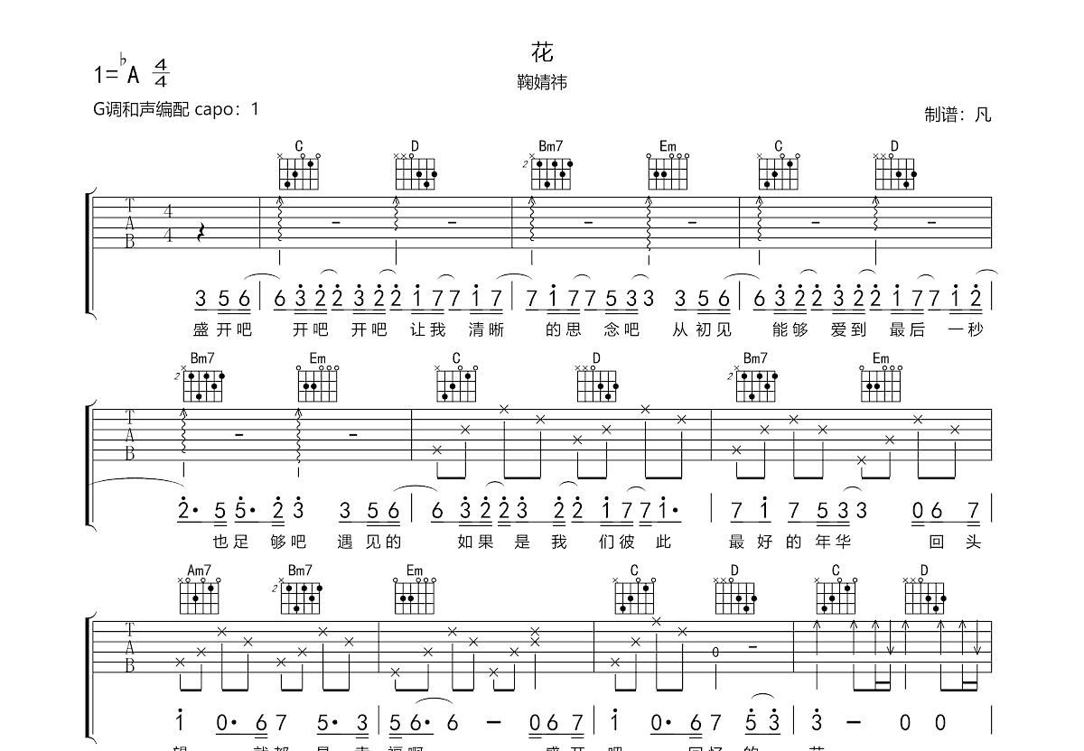 花吉他谱预览图
