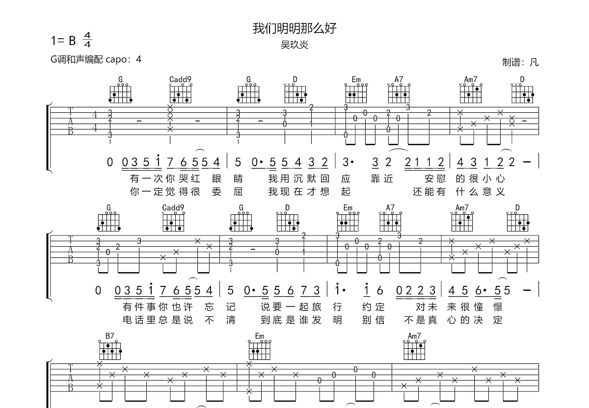 我们明明那么好吉他谱预览图